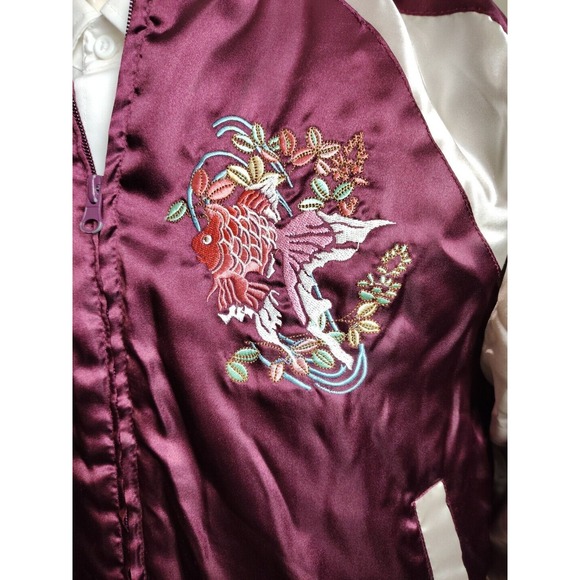 Vintage Japan Saku Embroidered Stain Bombers Jacket Gold Fish Size‎ Medium - Picture 6 of 12